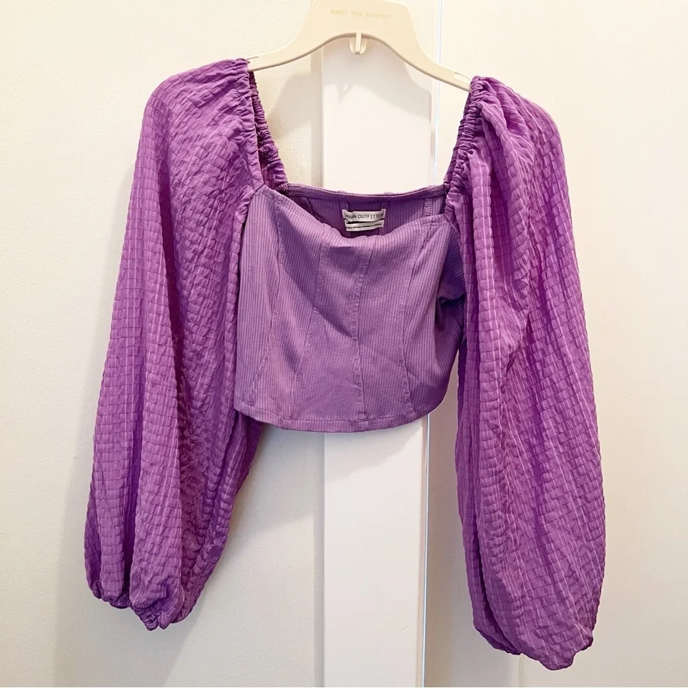 Urban Outfitters Claudia‎ Purple Blouse Puff Sleeves